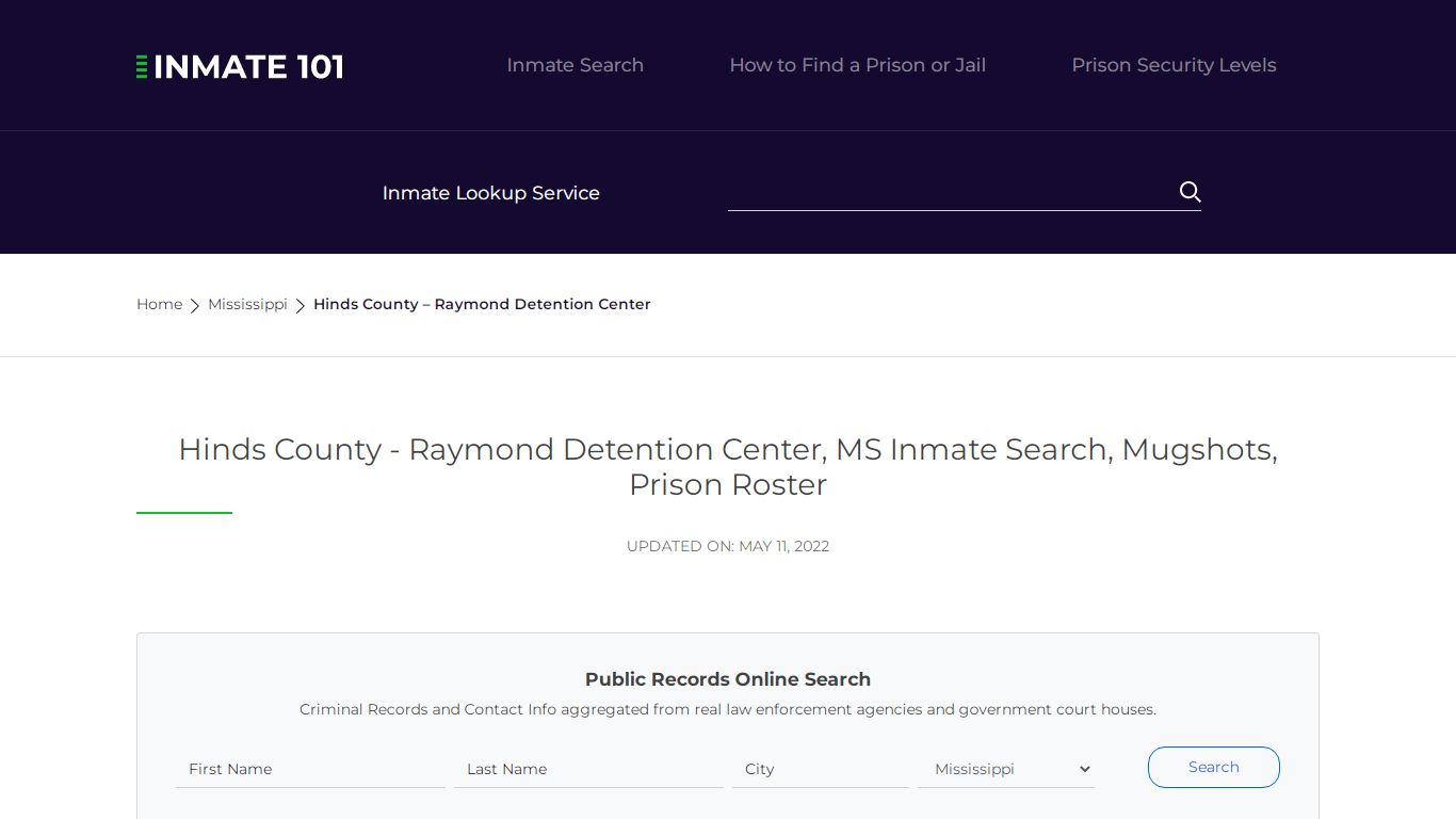 Hinds County - Raymond Detention Center, MS Inmate Search ...